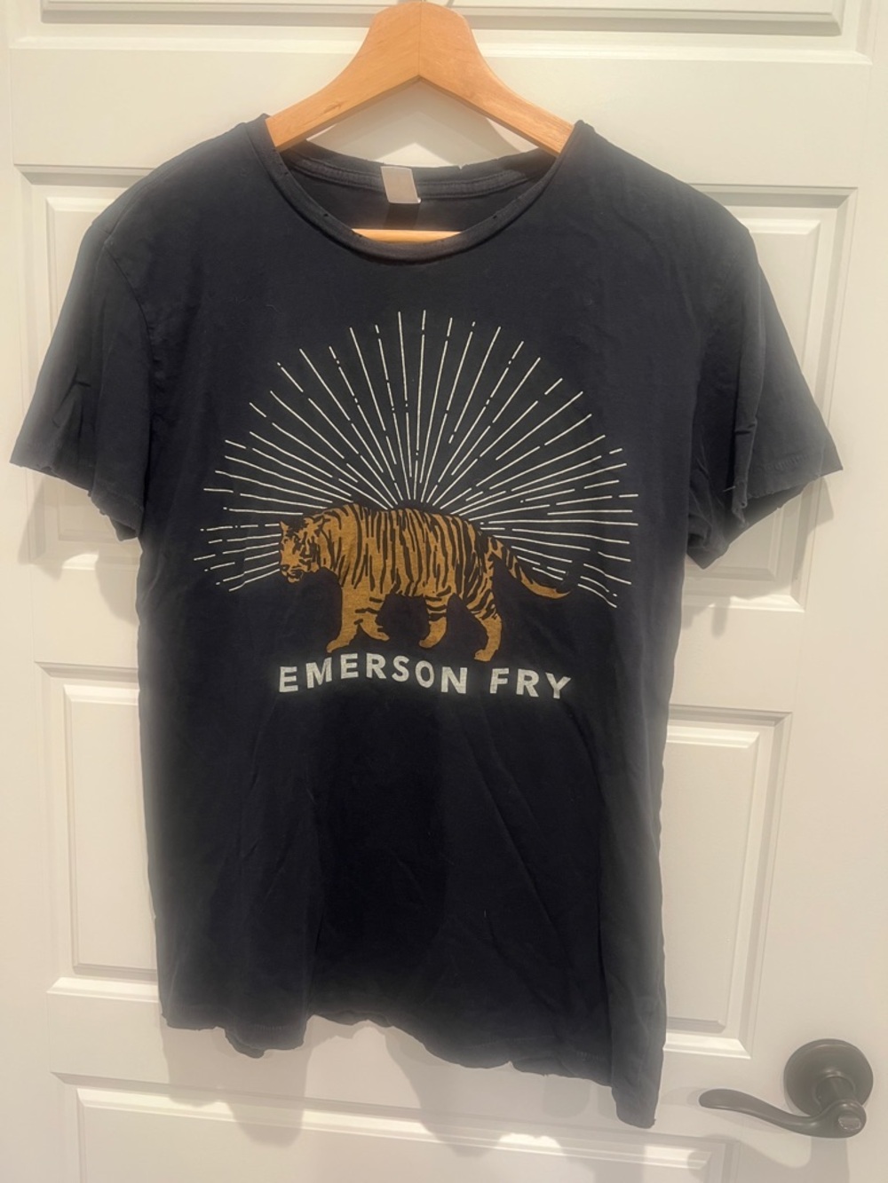 Emerson Fry Black Tee with Gold Tiger Graphic